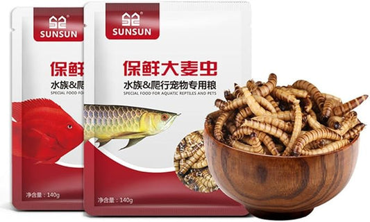 Fresh Dried Mealworms Bulk High-Protein Mealworms Treats for Reptile, Bird, Chicken, Fish Food (420g)