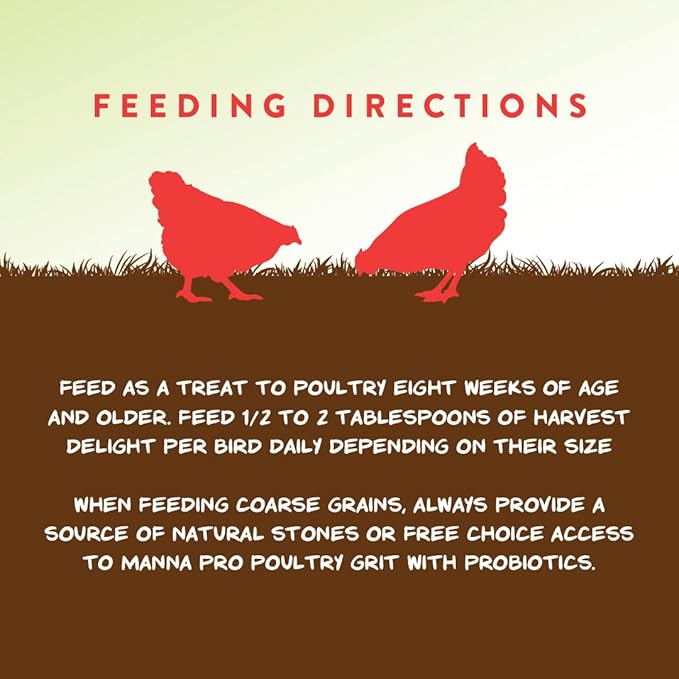 Manna Pro Harvest Delight Poultry Treat, Whole Grain & Seed Mix with Fruits & Vegetables, 14% Protein Snack for Chickens, Ducks & Mixed Flocks, 2.25 lb