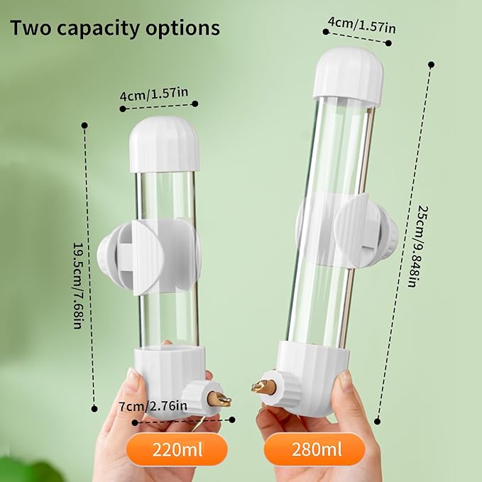 AOTU Bird Cage Accessories, Bird Water Bottle & Dispenser for Cage 7.4 Fl Oz Automatic No Mess Parrot Water Dispenser – Clear Feeder for Parakeet, Conure, Cockatiel, Lovebird & Canary