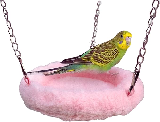 Bird Soft Nest Hanging Hammock Bed Toy for Parrot Parakeet Cockatiel Conure Lovebird Finch Canary Budgie Hamster Rat Gerbils Cage Perch (Pink,S)