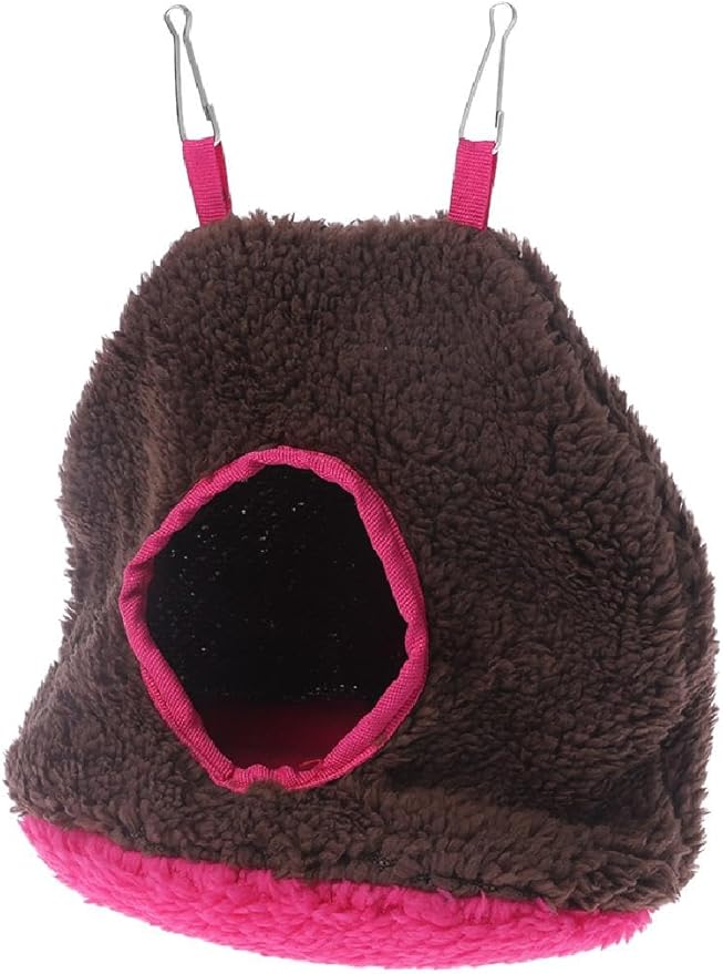 Bird Warm Nest Hanging Hammock House Winter Plush Tent Hideaway Sleeping Bed for Finches Canaries Easy Hangs for Cage (Blue, S)