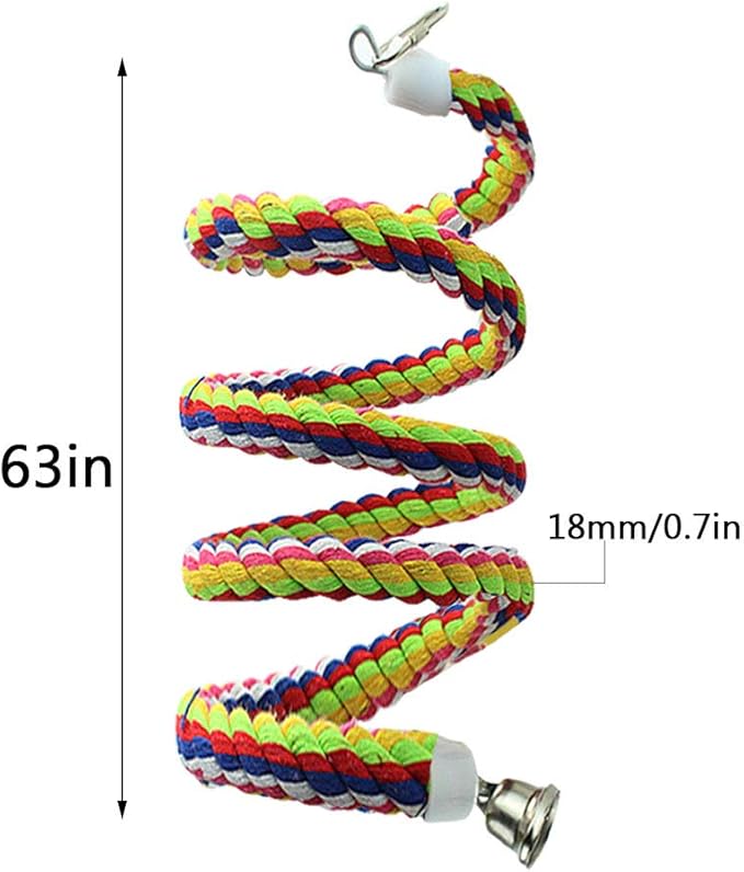 2pcs 63in Bird Perch Rope Bungee Bird Toy Pure Natural Parrot Cage Parrot Chewing Toy