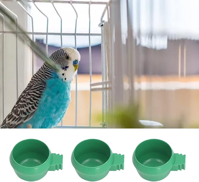 25Pcs Bird Parrot Feeding Cups, Mini Bird Parrots Food Water Plastic Bowl Small Feeding Holder for Small Animal Birds Parrots(S)