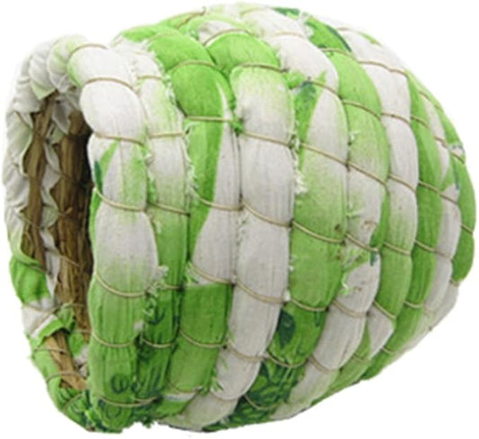 YJJKJ Pet Products Bird Nest Handwoven Straw House for Parakeets Cockatiels Parrot Budgie Or Small Pet (L, Green)