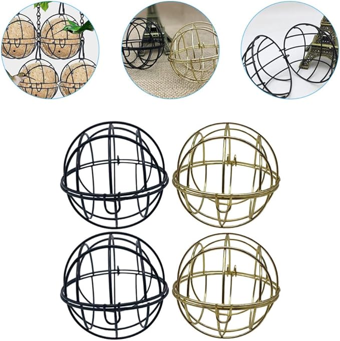 4Pcs Suet Basket Suet Ball Bird Feed Parrot Food Bowl Bird Food Container Cage Accessories for Woodkeeper Parrot Gold
