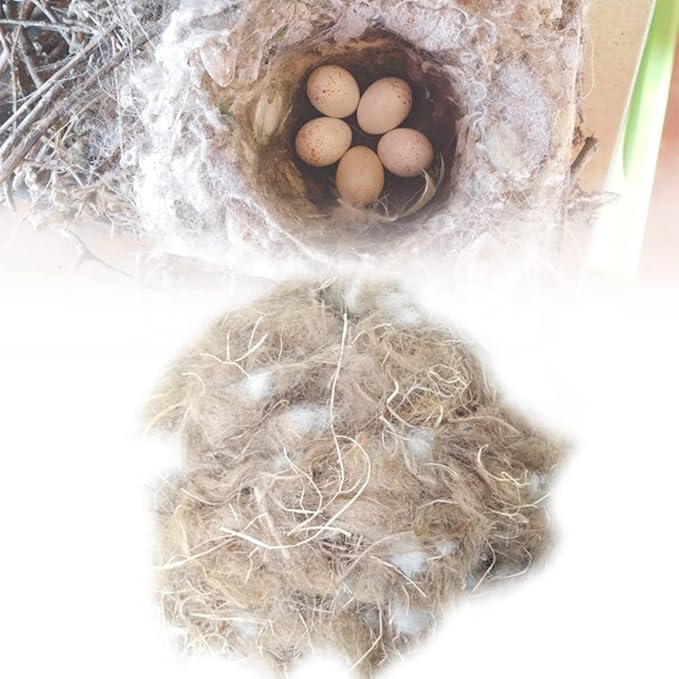 Bird Nesting Material for Finches, Parakeets & Canaries – Soft Jute, Straw & Cotton Nest Bedding for Bird Cages, Gardens & Outdoor Trees (1.7oz)