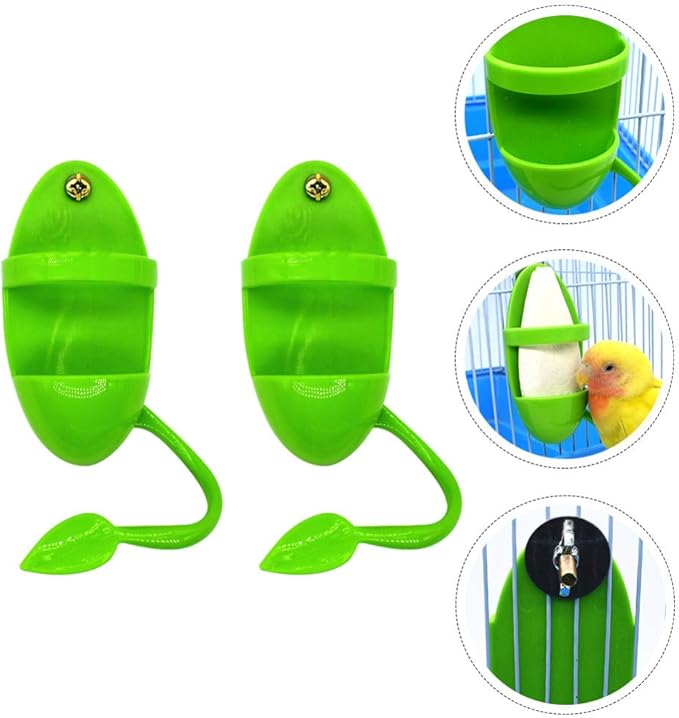 POPETPOP Cuttlebone Holder for Bird Cage: 2Pcs Bird Feeding Cup Plastic Cuddle Bone Feeding Racks Food Holder for Parakeet Cockatiel Conure Love