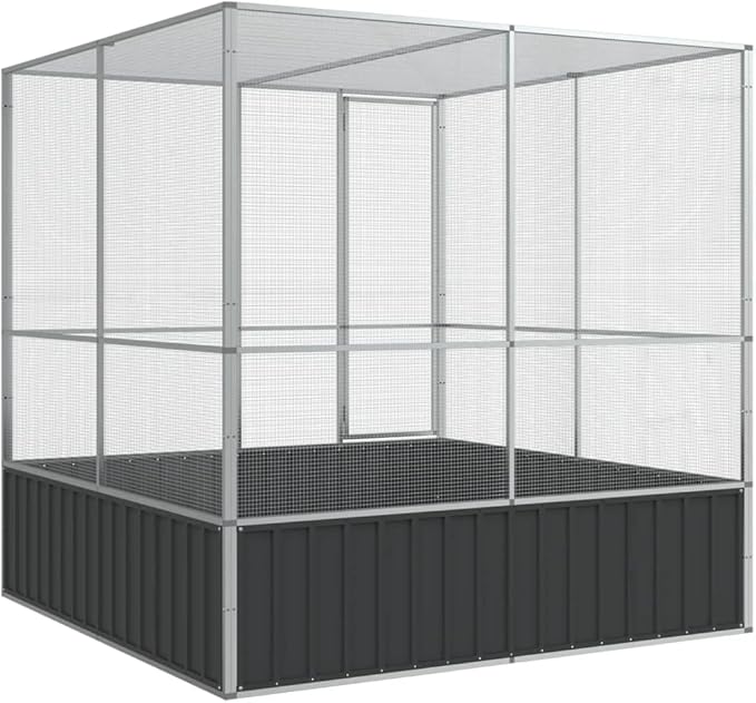 Galvanized Steel Large Flight King Bird Cage, Steel Outdoor Aviary, Outdoor Indoor Large Bird Cage Aviary Pet House for Cockatiels African Parakeets, 83.1"x81.5"x83.5",-302