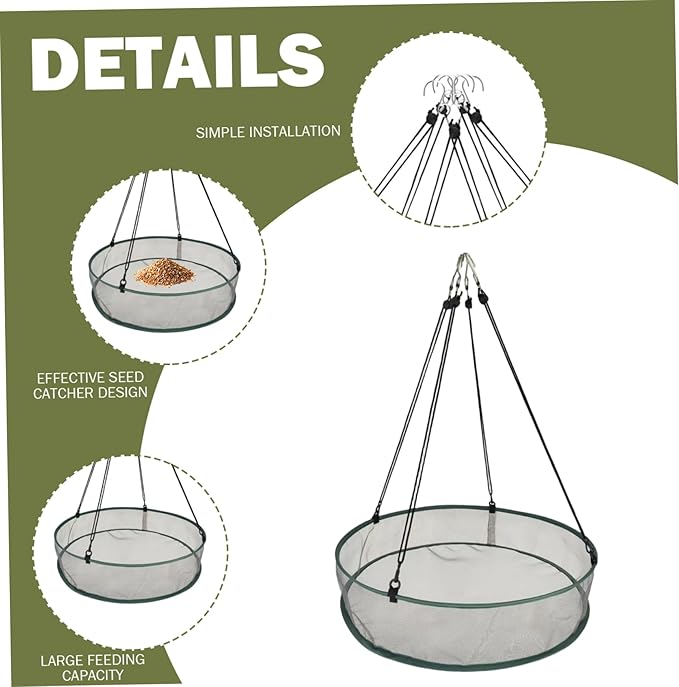 Bird Seed Catcher Tray Feeder 2 Pcs 20 Inch Mesh Hanging Bird Feeders for Outdoor Garden Use