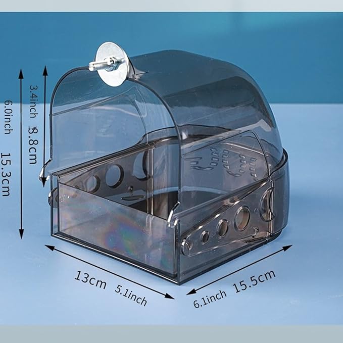 Bird Bath Cage, Cleaning Pet Supplies Cockatiel Bird Clear Bathtub with Hanging Hooks and Bottom Drawer for Little Bird Parrots Spacious Parakeets Portable Shower for Most Birdcage
