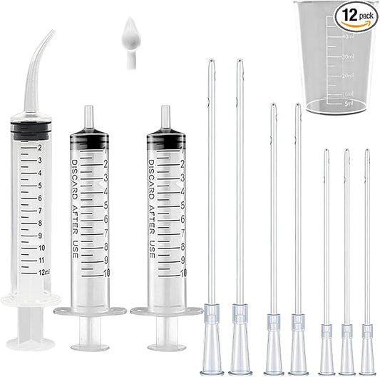 Baby Bird Feeding Syringe Set, Pet Parrot Milk Feeding Syringe with Tubes, Parrot Feeding Tubes Measuring Tools for Feeding Pets Scientific Industrial Labs… (10ml +10ml +12ml White)
