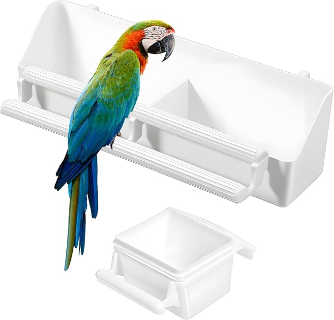 Bird Cage Feeder 2 PCS Plastic Bird Feeder for Cage Hanging, Birds Water Dispenser Bird-Feeder with Two Styles for Small Parakeet Cockatiel Canary Parrot