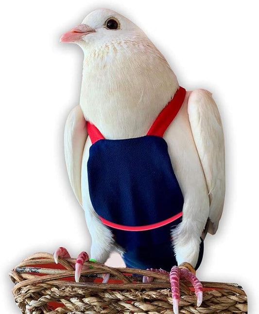 Bev's Bird Boutique Regular Flyper Adjustable Bird Diaper | Reusable, Washable Cloth | Comfort Fit for Parrot, Cockatiels, & Other Small Birds | Fashionable Avian Accessories, Navy & Red, Size 8.5