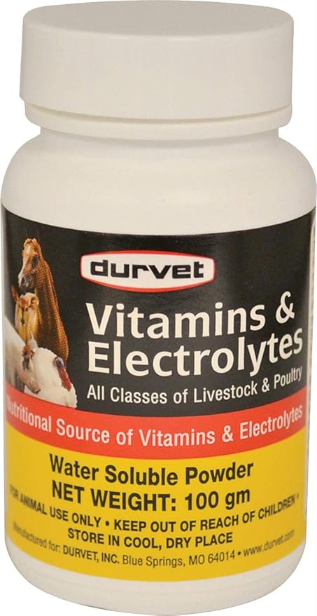 DURVET 698468 Vitamins & Electrolytes for Livestock & Poultry 100G
