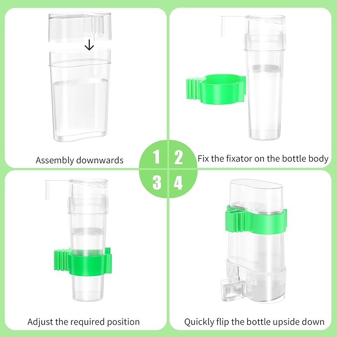 CLPOAWC Bird Water Dispenser, Bird Cage Feeder, Parakeet Cage Accessories, 2 Pcs Automatic Bird Water Feeder for Budgies Cockatiel Lovebird Canary Finch, clear
