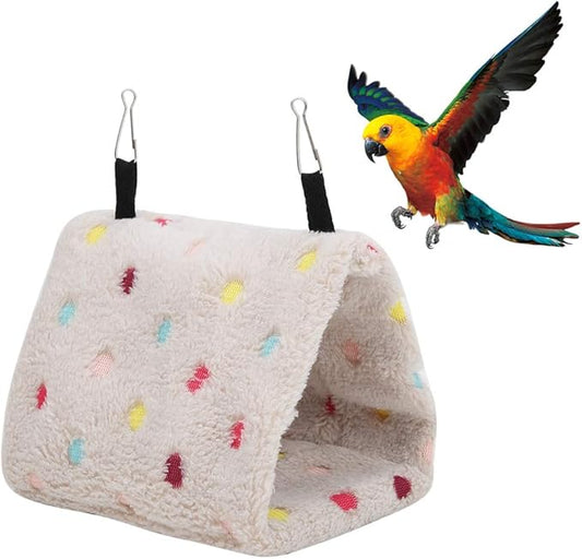 Bird Swing Bed, Winter Warm Plush Bird Nest Hammock Hamster Hanging Bed Cave Cage Parrot Nest Hanging Bed for Parrot Budgie Parakeet