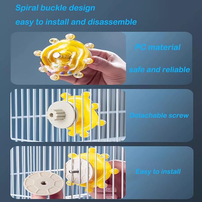 Windmill Roller Parrot Toy Bird Toys Bird Cage Accessories Parakeet Toy Chewing Toy for Conure Cockatiel Budgies Lovebird Parrotlet Sun Conure Budgie Mini Macaw Small Medium Birds (Yellow)
