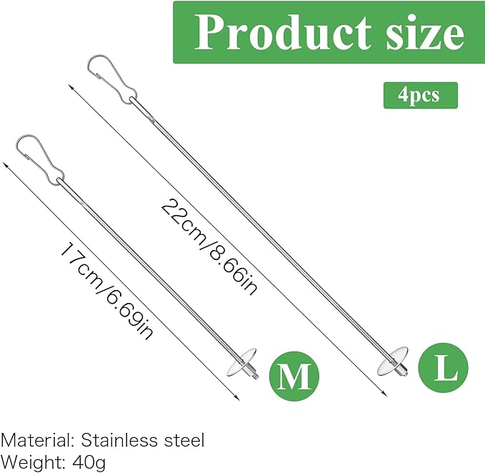 4PCS Bird Cage Food Holder, Stainless Steel Bird Feeder for Cage with Hook, 22cm/17cm Parrot Fruit Skewers, 2 Sizes Hanging Foraging Toy for Macaw Parakeet Parrot Budgie