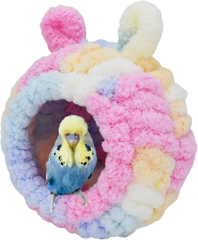 Winter Warm Bird Nest Bed Hanging Hammock Snuggle Hut Parrot House Tent Toy Bird Cage Perch for Bird Budgies Lovebird Finch Hamster Chinchilla Guinea Pig (Colorful)