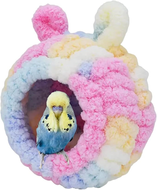 Winter Warm Bird Nest Bed Hanging Hammock Snuggle Hut Parrot House Tent Toy Bird Cage Perch for Bird Budgies Lovebird Finch Hamster Chinchilla Guinea Pig (Colorful)