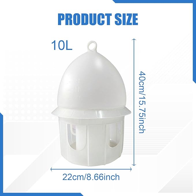 Plastic Drinker with Hanging Handle, Pigeon Water Dispenser, Pet Birds Water Pot Container, Water Automatic Feeders Supplies for Pigeons Quails Parrots Parakeet Dove, 6L