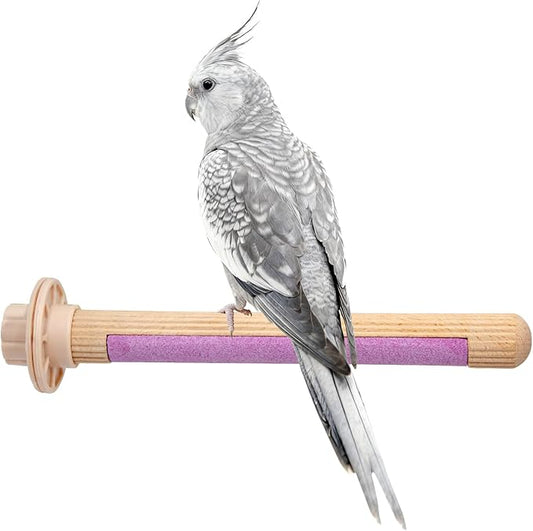 Bird Perches, Wooden Perch with Grooming Stone for Grinding Nail, Bird Perches for Cage, Cage Accessories for Budgies, Cockatiels, Lovebirds, Green Cheeks, Small to Medium Birds