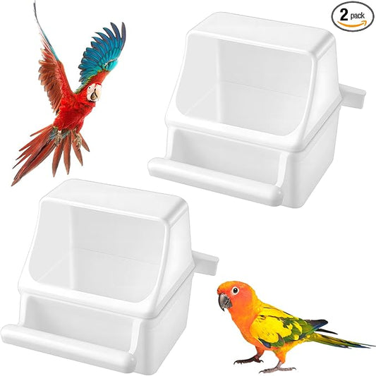 2 PCS Bird Cage Feeder, White No Mess Bird Feeder Cage, Comederos para Pajaritos De Jaula for Cages,Small Pets,Birds and Parakeets