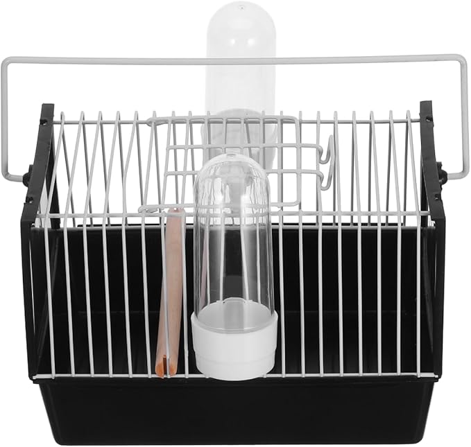 Portable Black Bird Cage for Small Birds and Parrots Handheld Travel Carrier with Handle for Outdoor Use Lightweight and Easy to Store