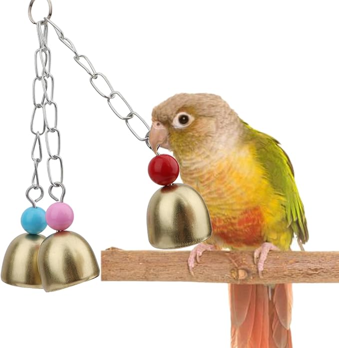 Hypeety Bird Bell Toy Cage Toys Parrot Macaw African Greys Amazon Parakeet Cockatiels Cage Hanging Swing Toys (7.87"/20cm)