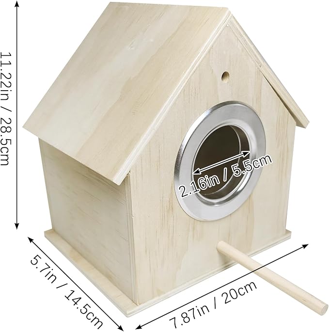 kathson Parakeet Nest Box Bird Nesting House Parrot Breeding Mating Box for Lovebirds Cockatiel Budgie Finch (7.87”x5.7”x11.22”)