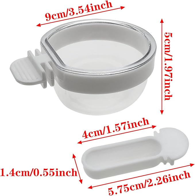 6PCS Small Bird Removable Transparent Bowl Parrot Food Feeder Hanging Seed Water Feeder Seed Water Feeders for Birds Such As Canaries and Parrots (with 6 Small Food Cups)