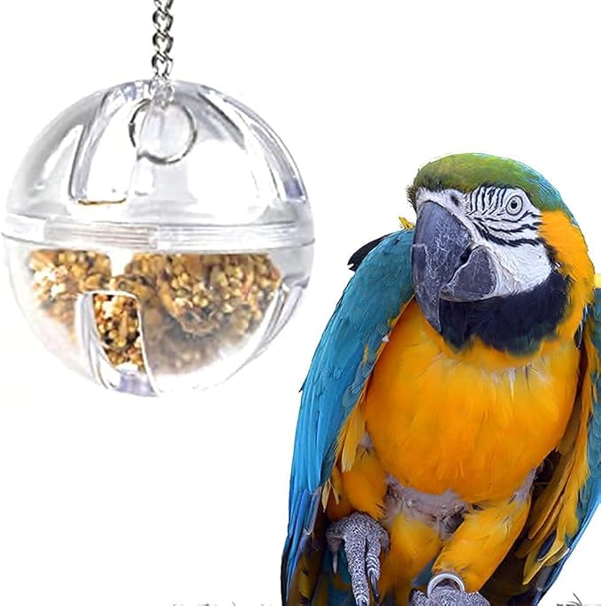 3.5" Hanging Plastic Forager Ball Toy to Unscrew with shredding Paper Inside for Medium and Large Parrot