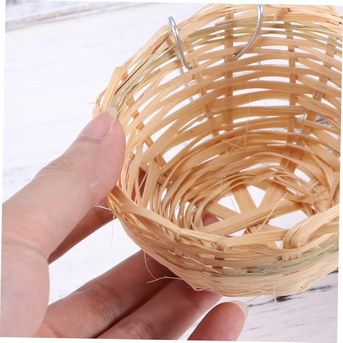 Mipcase Parrot Nest with Hook Bamboo Bird Nest Nest for Birds Garden Decor 4pcs Set