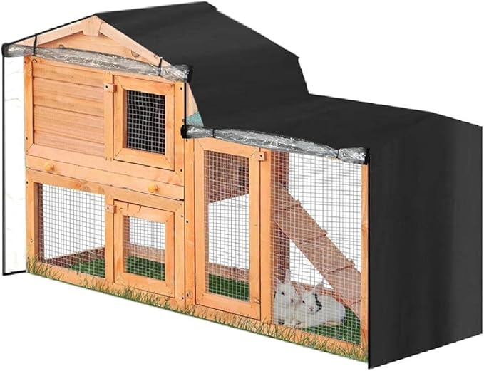 Rabbit Hutch Cover 210D Durable Thermal Covers Pet Crate Covering for Cage with Pointed Window Easy to Install Two Size Pet Crate Cover Large