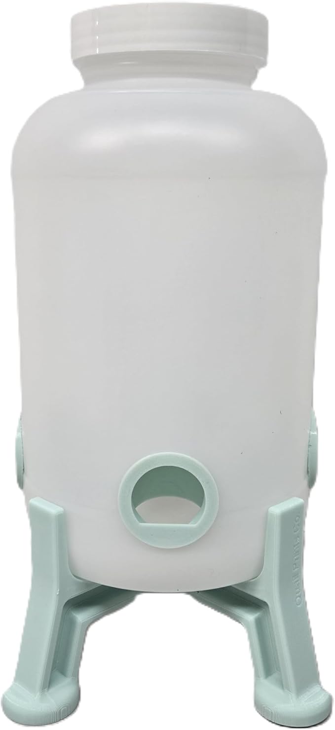 Quail Feeder Container with Feeding Ports and Stand | Ports are 3D Printed | Made in USA (4-Quart, Mint Green)