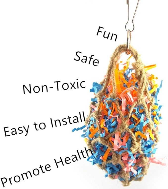 Litewoo Bird Foraging Shredding Nest Chew Hanging Toy for African Grey Cockatoos Conure Parakeet Quaker Cockatiel Cage Accessories