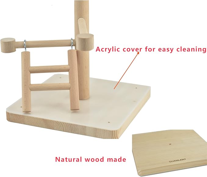 Bird Playground Large Tabletop Parrots Play Gyms Parakeets Play Stands Perches Conures Chewing Toy Natural Wood Playpen Platform Ladder Swing Activity Center for Cockatiels Budgies Lovebirds