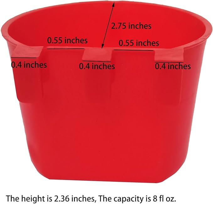 40 Pack Cage Cups Birds Feeders Seed Bowl Chicken Feeding Watering Dish Rabbit Water Food Hanging Wire Cages Box 8oz Coop Cups for Pet Parrot Parakeet Gamefowl Poultry Pigeon (Red)