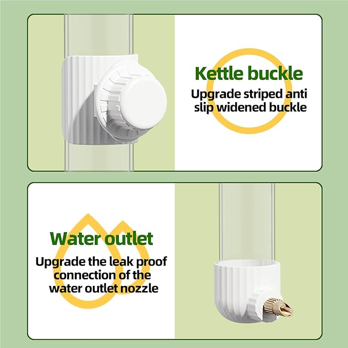 7.4 Fl Oz Bird Water Feeder No Mess Bird Cage Suspended Automatic Water Dispenser Parakeet Cockatiel Finch Lovebirds Budgies Canary (Green,7.4 fl oz (220ml))