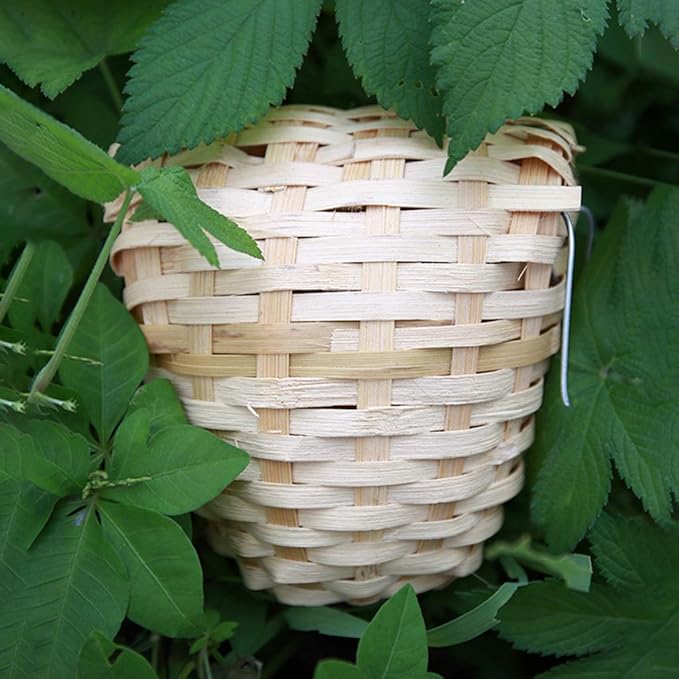 Natural Bamboo Covered Breeding Nest Hut Bird House Finch Hideout Cage Toy Outdoor Hut Shelter for Birds Hand Made
