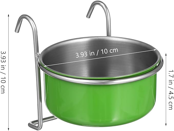 Parrot Feeder Bowl Stainless Steel Bird Hanging Bowls with Wire Hook Birds Food Water Storage Container Cage Cups Holder for Cockatiel Conure Parakeets