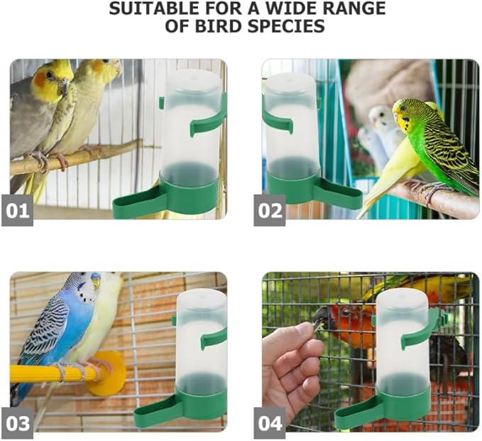 Kisangel Spillproof Bird Water Dispenser for Cage 3.34X2.75X1.57 Inch Automatic Parrot and Small Bird Waterer 12Pcs Set Easy to Clean Drinkers for Parakeet Pigeon