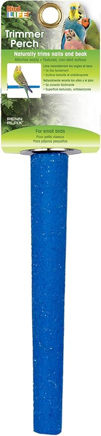 PENN-PLAX Bird-Life Cement Trimmer Bird Perch – Naturally Trims Nails & Beak – Great for Parakeets, Lovebirds, Parrotlets, Cockatiels, and Other Medium Birds – 7” Long
