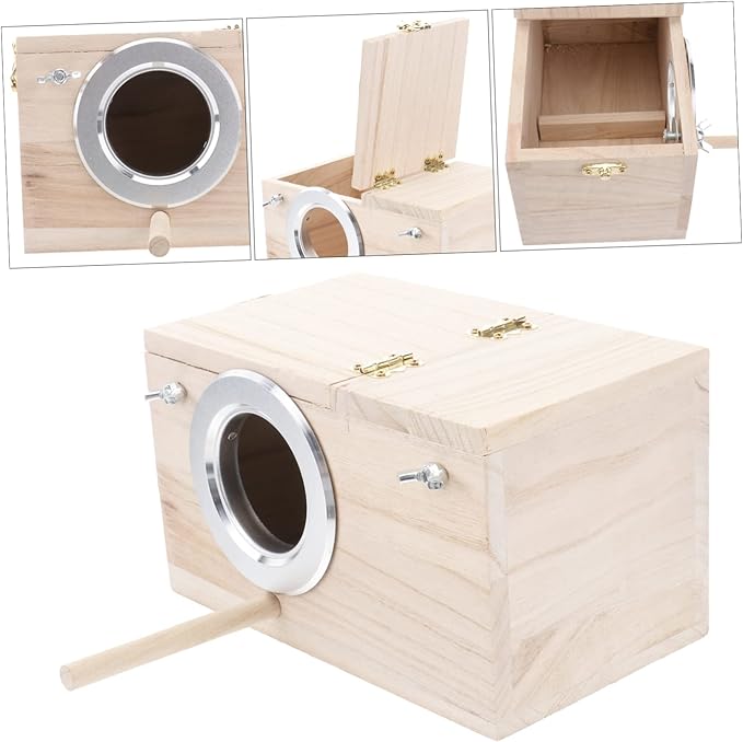 Parakeet Nest Box Bird House Budgie Wood Breeding Box for Lovebirds Parrotlets (Small Size)