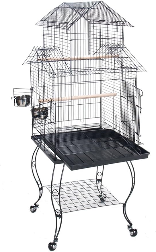 Bird Parrot Cage with Stand Cockatiel Amazon African Grey Caique Conure, 20 X 20 X 57 1/2" h