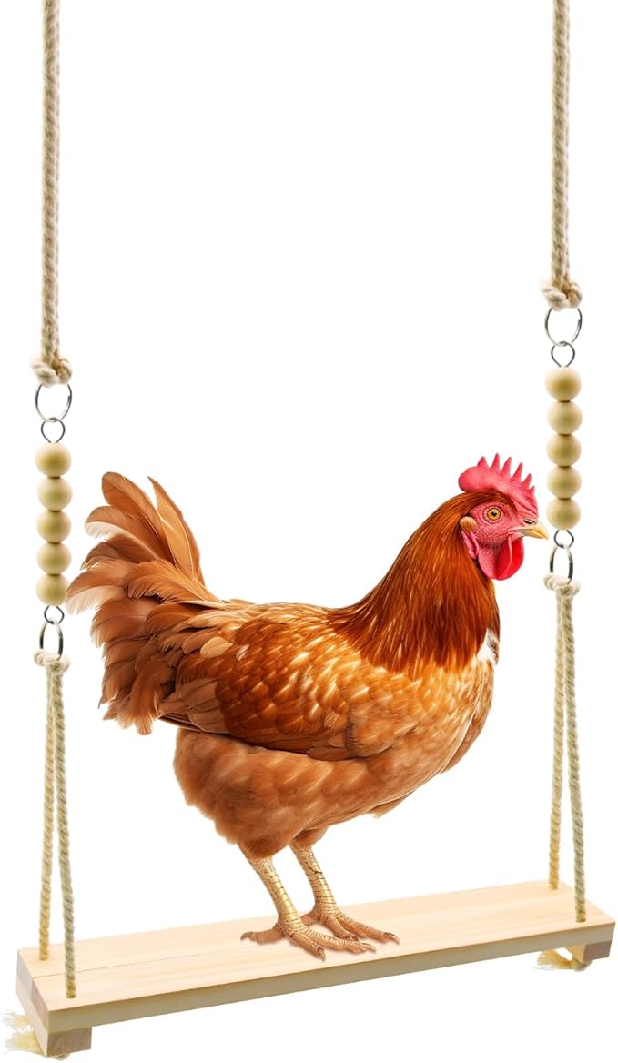 Chicken Swing Toy, Chicken Toy, Wood Chicken Swing Toy, Wood Chicken Swing for Chickens Rooster Poultry Parrots