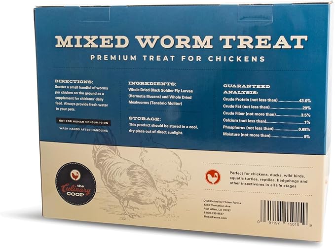 Fluker's Culinary Coop Bulk Dried Mealworms & Soldierworms, Premium Organic Dried Worm Mix for Chickens-High Protein & Omega 3 Chicken Feed for Wild Birds & Chicken Treats for Laying Hens, 10lbs