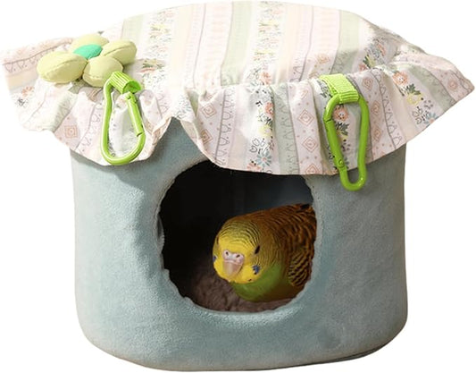Bird Nest Hanging Bird Bed Hammock for Parrots Parakeet Conures Cockatiel - Small Animals House Pet Cage Habitats Decor (Blue)