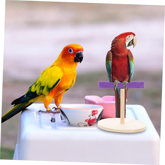 VANZACK Decorative Parrot Perch Platform Natural Wooden Bird Stand for Parrots Parakeets Sturdy Durable Accessory to Enhance Pet Environment and Curiosity