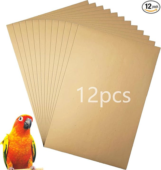 Hamiledyi 12 PCS Bird Gravel Paper Special Sea Sand Liner for Page Parrot Cage Gravel Paper Mat 17x11 Inches Disposable Cushion Pads for Bird Parakeet Budgie